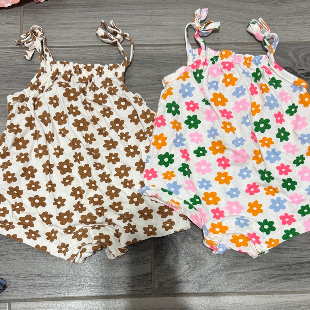 Old Navy Floral Tie-Shoulder Romper Set - Brown & Multi